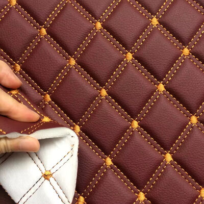 Thickness 5mm-15mm Embroidery PVC Foam Leather For Car Seat Covers